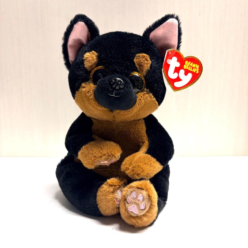Rottweiler Dog TY Beanie Bellies Fritz Black Tan Plush Stuffed Animal